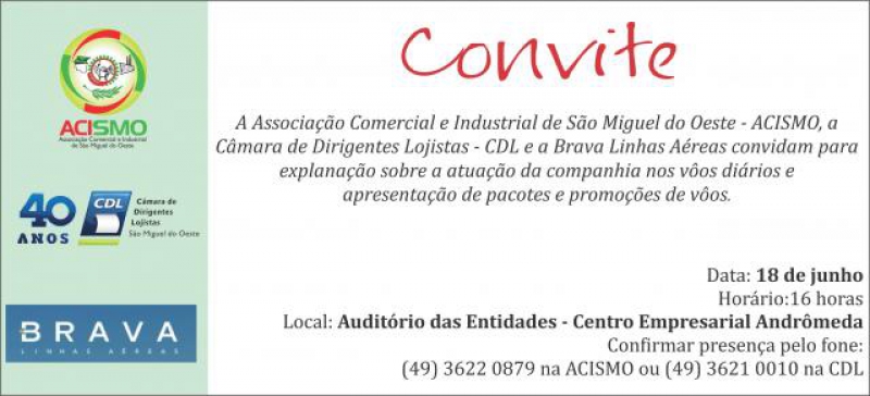 ACISMO e CDL promovem explanação com Brava Linhas Aéreas