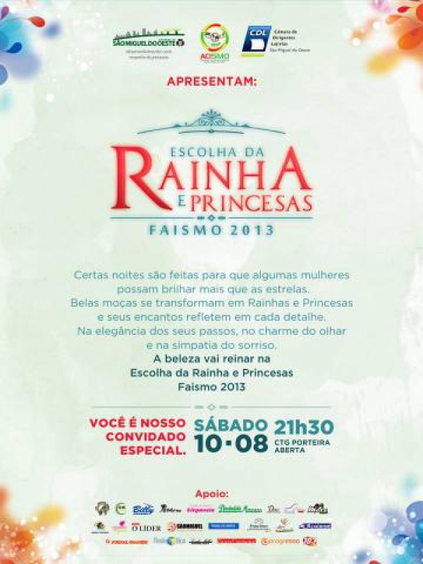 Baile de escolha das soberanas da FAISMO 2013 é para ser um dos maiores eventos sociais da região