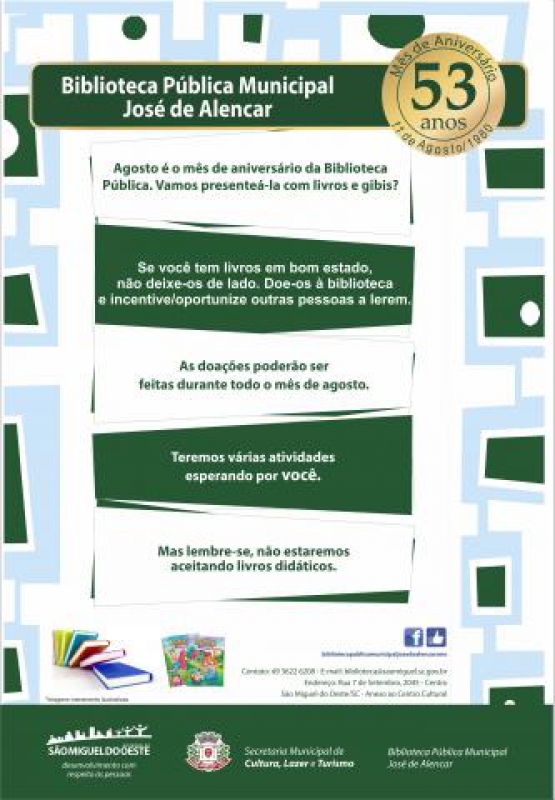 Campanha de arrecadação de livros encerra no próximo sábado
