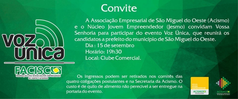 Acismo realiza Projeto Voz Única na próxima semana