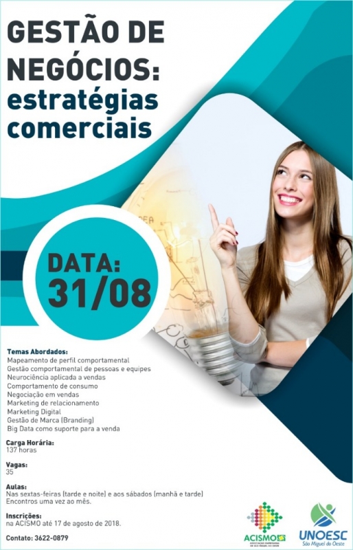 ?Acismo e Unoesc lançam curso de Gestão de Negócios