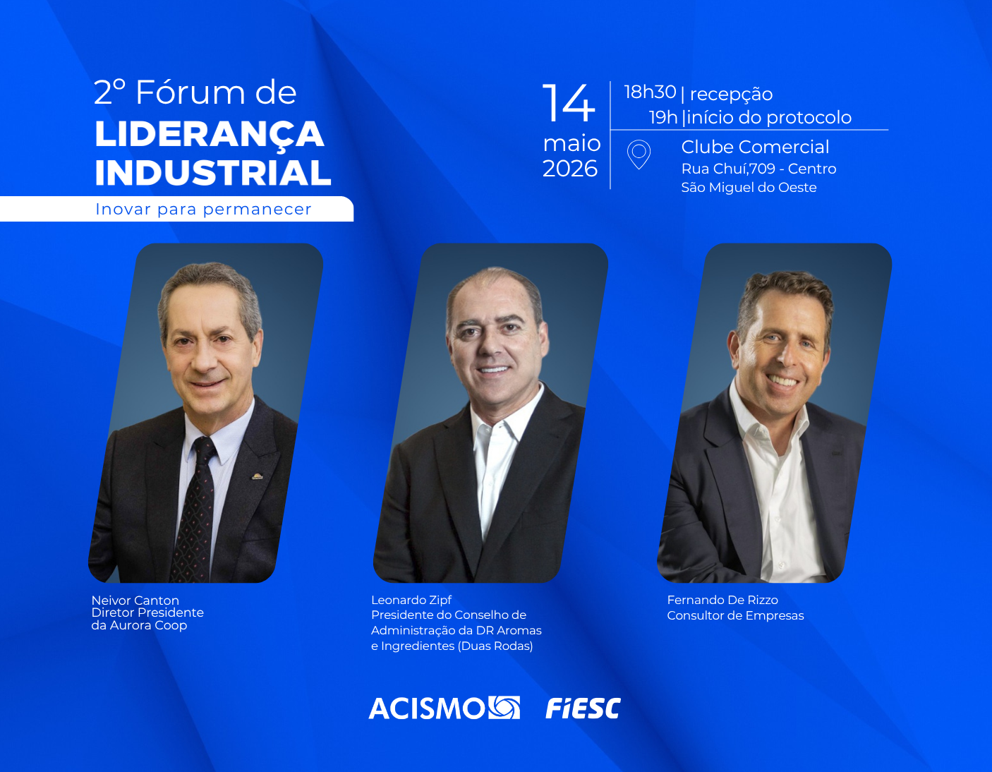 ACISMO e FIESC lançam o 2º Fórum de Liderança Industrial